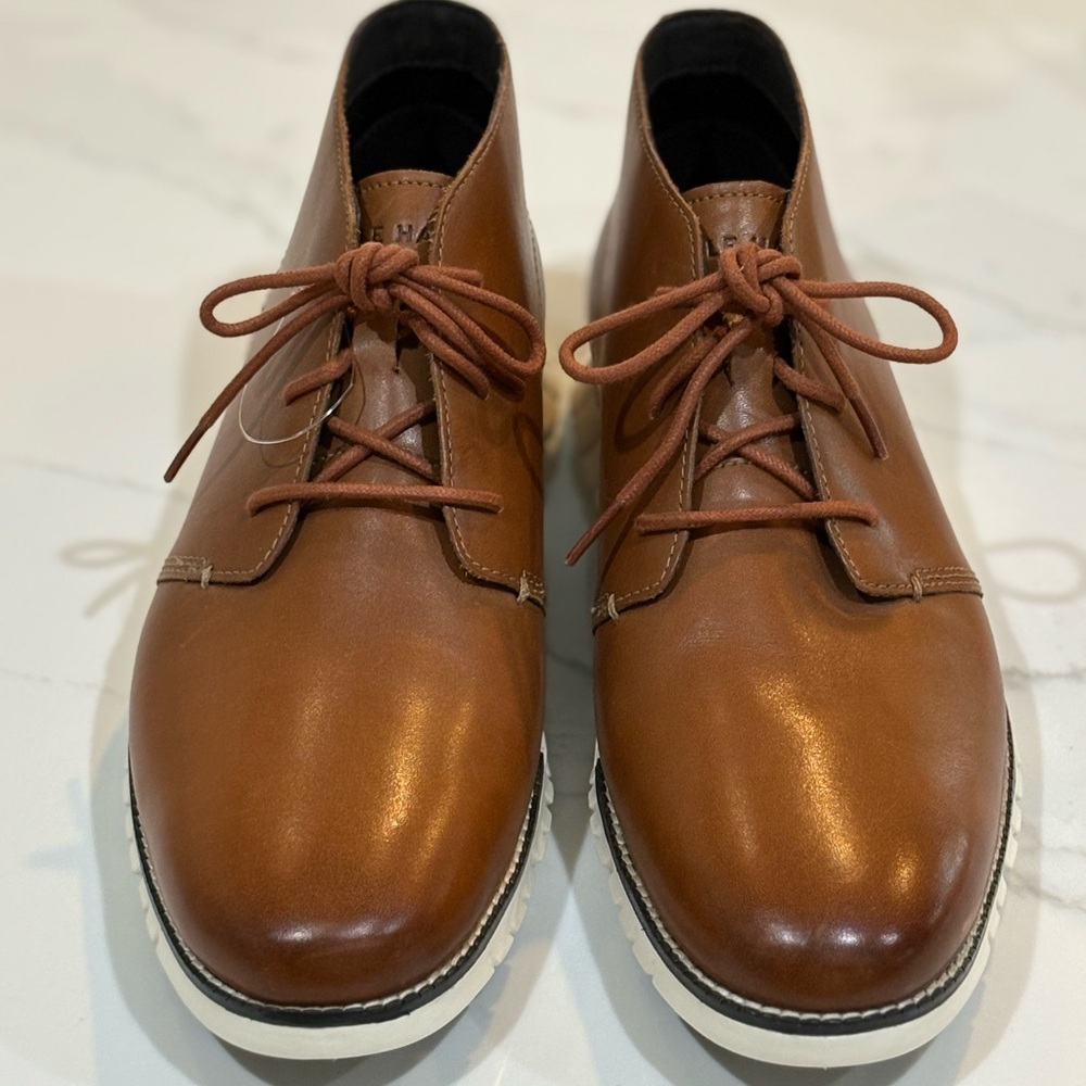 New Cole Haan Brown Zerogrand Leather Chukka Boots